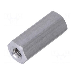 Screwed spacer sleeve | 15mm | Int.thread: M3 | hexagonal | aluminium
