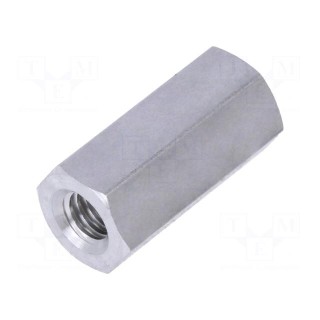 Screwed spacer sleeve | Int.thread: M4 | 15mm | hexagonal | aluminium