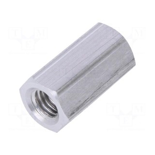 Screwed spacer sleeve | Int.thread: M5 | 15mm | hexagonal | aluminium