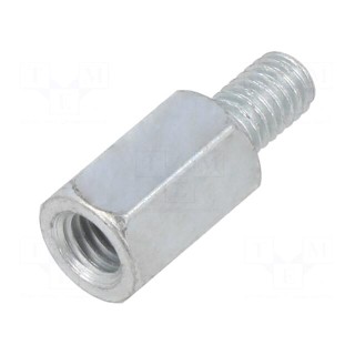 Screwed spacer sleeve | 15mm | Int.thread: M6 | Ext.thread: M6