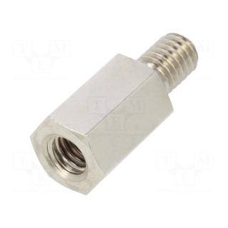 Screwed spacer sleeve | Int.thread: M6 | 15mm | Ext.thread: M6 | brass