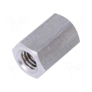 Screwed spacer sleeve | Int.thread: M6 | 15mm | hexagonal | aluminium
