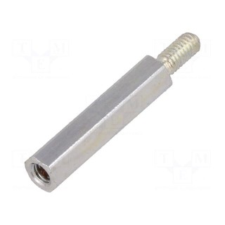 Screwed spacer sleeve | 18mm | Int.thread: M2,5 | Ext.thread: M2,5