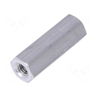 Screwed spacer sleeve | Int.thread: M3 | 18mm | hexagonal | aluminium