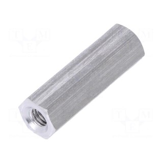 Screwed spacer sleeve | 18mm | Int.thread: M3 | hexagonal | aluminium