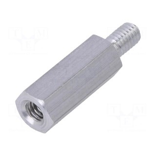 Screwed spacer sleeve | 18mm | Int.thread: M4 | Ext.thread: M4
