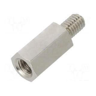 Screwed spacer sleeve | Int.thread: M6 | 18mm | Ext.thread: M6 | brass