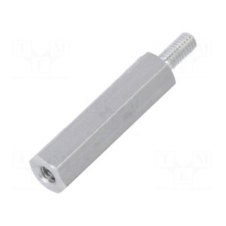 Screwed spacer sleeve | 20mm | Int.thread: M2,5 | Ext.thread: M2,5
