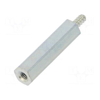 Screwed spacer sleeve | 20mm | Int.thread: M2,5 | Ext.thread: ST2,2