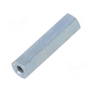 Screwed spacer sleeve | Int.thread: M2,5 | 20mm | hexagonal | steel