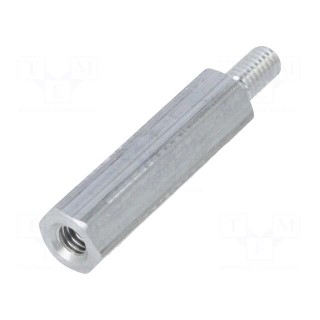 Screwed spacer sleeve | 20mm | Int.thread: M3 | Ext.thread: M3