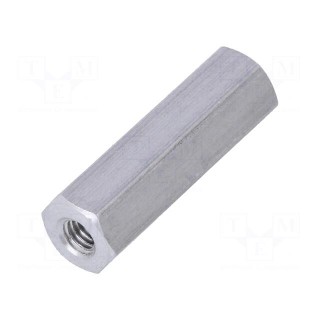 Screwed spacer sleeve | Int.thread: M3 | 20mm | hexagonal | aluminium
