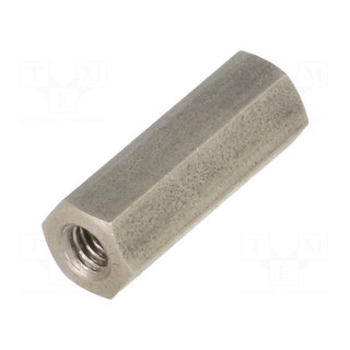 Screwed spacer sleeve | Int.thread: M4 | 20mm | hexagonal