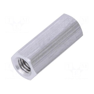 Screwed spacer sleeve | Int.thread: M5 | 20mm | hexagonal | aluminium