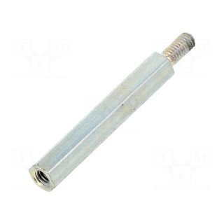 Screwed spacer sleeve | 25mm | Int.thread: M2,5 | Ext.thread: M2,5