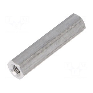 Screwed spacer sleeve | 25mm | Int.thread: M3 | hexagonal | aluminium