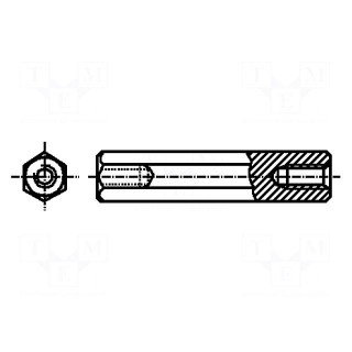Screwed spacer sleeve | Int.thread: M2 | 14mm | brass | nickel