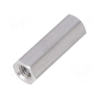 Screwed spacer sleeve | Int.thread: M5 | 25mm | hexagonal | aluminium