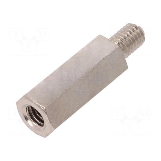 Screwed spacer sleeve | 25mm | Int.thread: M6 | Ext.thread: M6 | brass