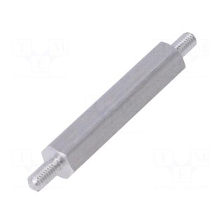 Screwed spacer sleeve | 30mm | Ext.thread: M3 | hexagonal | aluminium