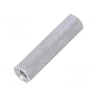 Screwed spacer sleeve | Int.thread: M4 | 30mm | hexagonal | aluminium