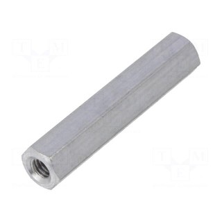 Screwed spacer sleeve | Int.thread: M4 | 35mm | hexagonal | aluminium
