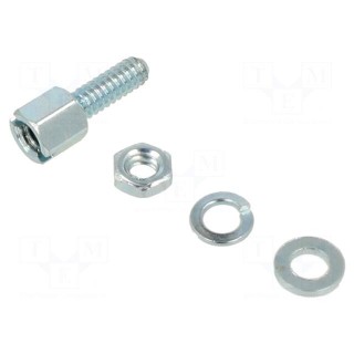 Screwed spacer sleeve | 4.8mm | Int.thread: UNC4-40 | hexagonal