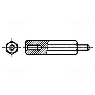 Screwed spacer sleeve | Int.thread: M6 | 10mm | Ext.thread: M6 | steel