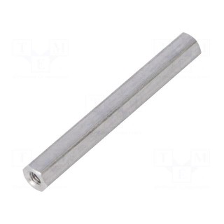 Screwed spacer sleeve | Int.thread: M3 | 45mm | hexagonal | aluminium