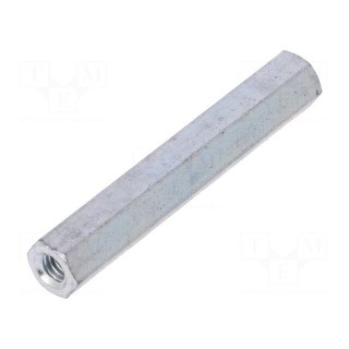 Screwed spacer sleeve | Int.thread: M4 | 45mm | hexagonal | steel