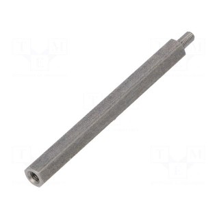 Screwed spacer sleeve | 55mm | Int.thread: M3 | Ext.thread: M3