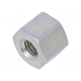 Screwed spacer sleeve | 5mm | Int.thread: M3 | hexagonal | steel | zinc