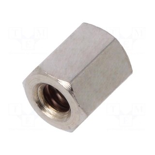 Screwed spacer sleeve | Int.thread: UNC4-40 | 6mm | hexagonal | brass