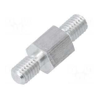 Screwed spacer sleeve | 8mm | Ext.thread: M5 | hexagonal | aluminium