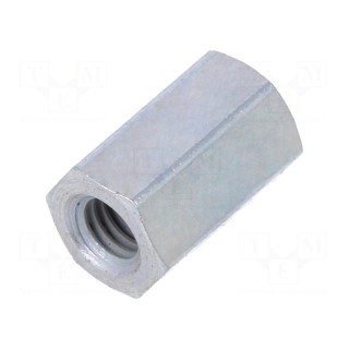 Screwed spacer sleeve | 8mm | Int.thread: M3 | hexagonal | steel | zinc