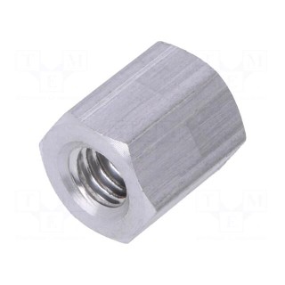 Screwed spacer sleeve | Int.thread: M4 | 8mm | hexagonal | aluminium