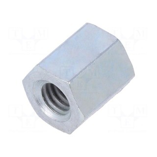 Screwed spacer sleeve | Int.thread: M4 | 8mm | hexagonal | steel | zinc