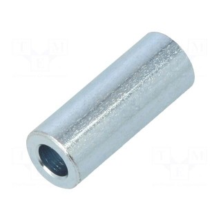 Spacer sleeve | 15mm | cylindrical | steel | zinc | Out.diam: 6mm