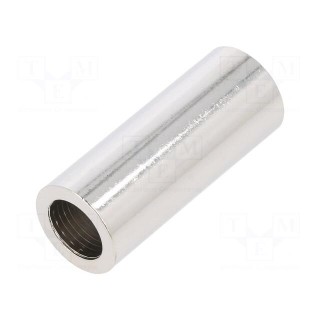 Spacer sleeve | 40mm | cylindrical | brass | nickel | Out.diam: 16mm