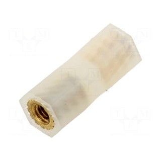 Insulating sleeve | Int.thread: M2,5 | L: 15mm | UL94V-2 | Body: white