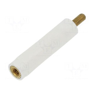 Insulating sleeve | Int.thread: M2,5 | L: 25mm | UL94V-2 | Body: white