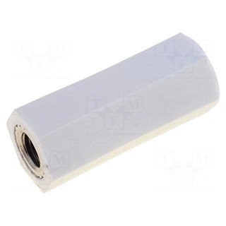 Insulating sleeve | Int.thread: M2,5 | L: 20mm | UL94V-2 | Body: white