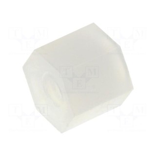 Screwed spacer sleeve | hexagonal | polyamide | M2 | L: 4mm