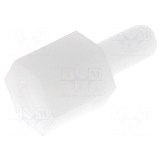 Screwed spacer sleeve | hexagonal | polyamide | M3 | M3 | 6mm