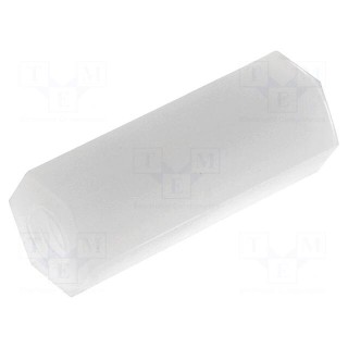 Screwed spacer sleeve | hexagonal | polyamide | M4 | L: 14mm