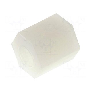 Screwed spacer sleeve | hexagonal | polyamide | M4 | L: 6mm