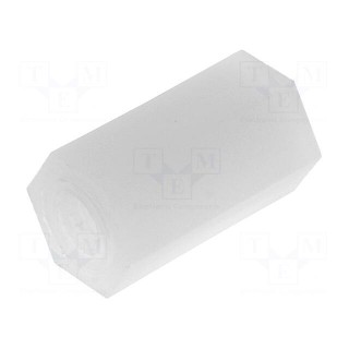 Screwed spacer sleeve | hexagonal | polyamide | M4 | L: 10mm