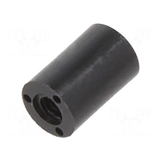 Spacer sleeve | cylindrical | polyamide | M2 | L: 6mm | Øout: 4mm | black
