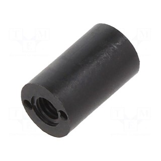 Spacer sleeve | cylindrical | polyamide | M3 | L: 10mm | Øout: 6mm | black