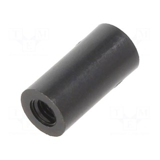 Spacer sleeve | cylindrical | polyamide | M3 | L: 12mm | Øout: 6mm | black